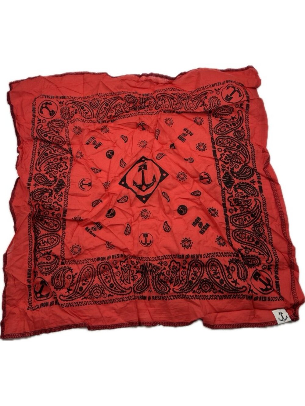 M49 A Red Square Vintage Cotton Bandana Scarf for Iron and Resin